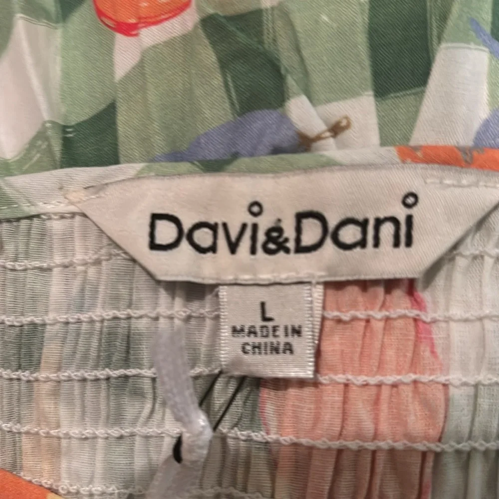 DAVI & DANI FRUITS PRINTED SMOCKING MINI DRESS size L NWT - Picture 5 of 9